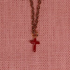 Ketting, goud met rood kruisje