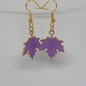 Oorbellen herfstblad, paars