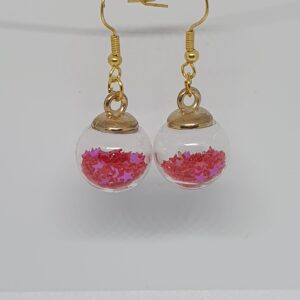 Oorbellen donkerroze balletjes