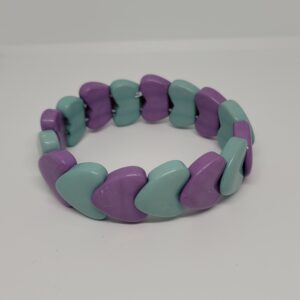 Hartjes armband paars/lichtgroen