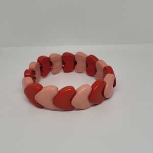 Hartjes armband roze/rood