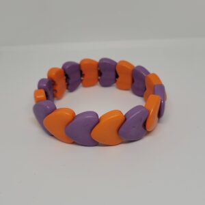 Hartjes armband paars/oranje