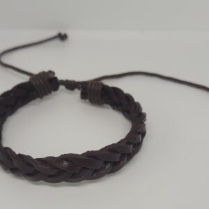 Heren leren armband gevlochten bruin