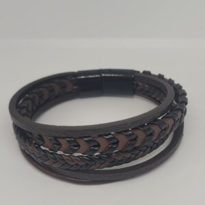 Heren leren armband gevlochten