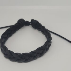 Heren leren armband gevlochten zwart